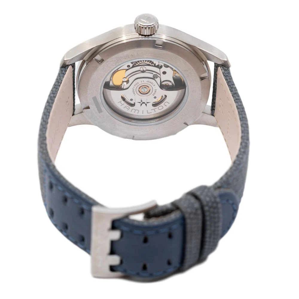 Men's H70305943 Khaki Field Auto 40 mm Blue Dial & Strap - Image 3