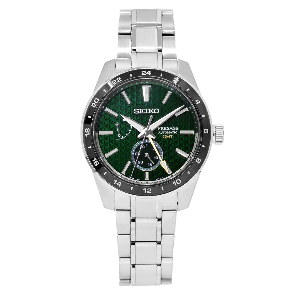Seiko Men's SPB219J1 Presage GMT Green Dial Watch - Image 2