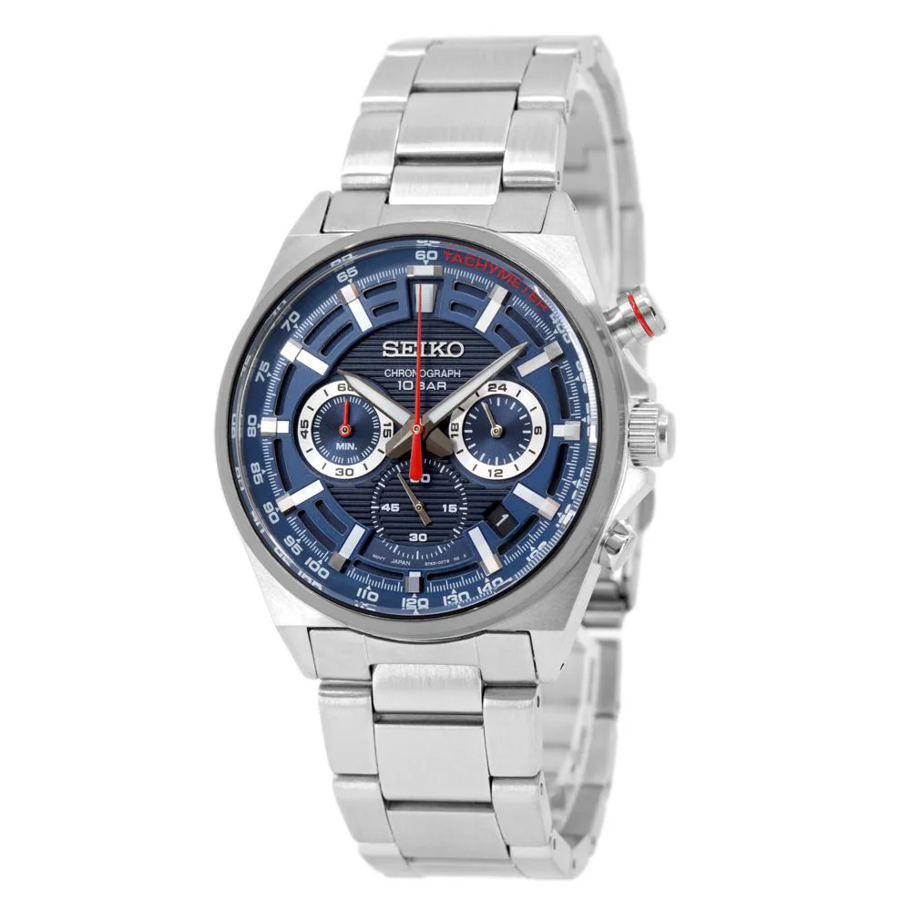 Seiko Men's SSB407P1 Sports Blue Dial Chrono Watch